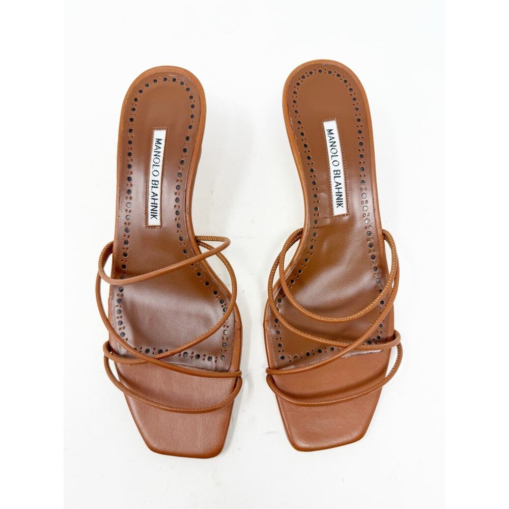Manolo Blahnik Ninfemu Leather Strappy Sandals Womens Size EU 38.5 - Picture 4 of 9